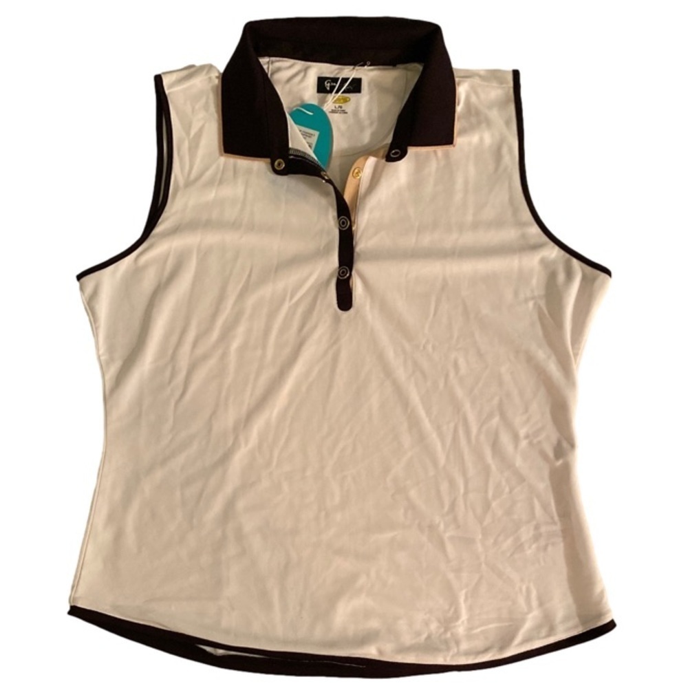 Nwt Greg Norman Top Sleeveless Collared 1/4 Snap Dry Wick Women’s Size Lg